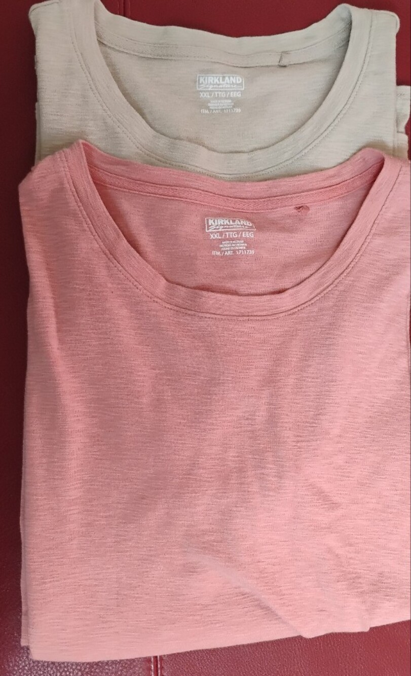 Kirkland Signature Bundle Of 2 - 3/4 Sleeve Tees in Pink and Beige - Picture 3 of 7
